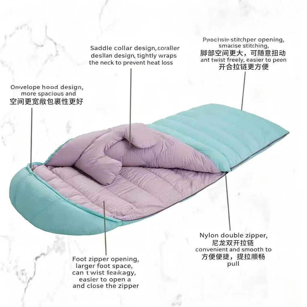 90% White Duck Down Sleeping Bag for Adults Outdoor Camping Portable Warm Winter Ultralight Goose Down Sleeping Bag Gear