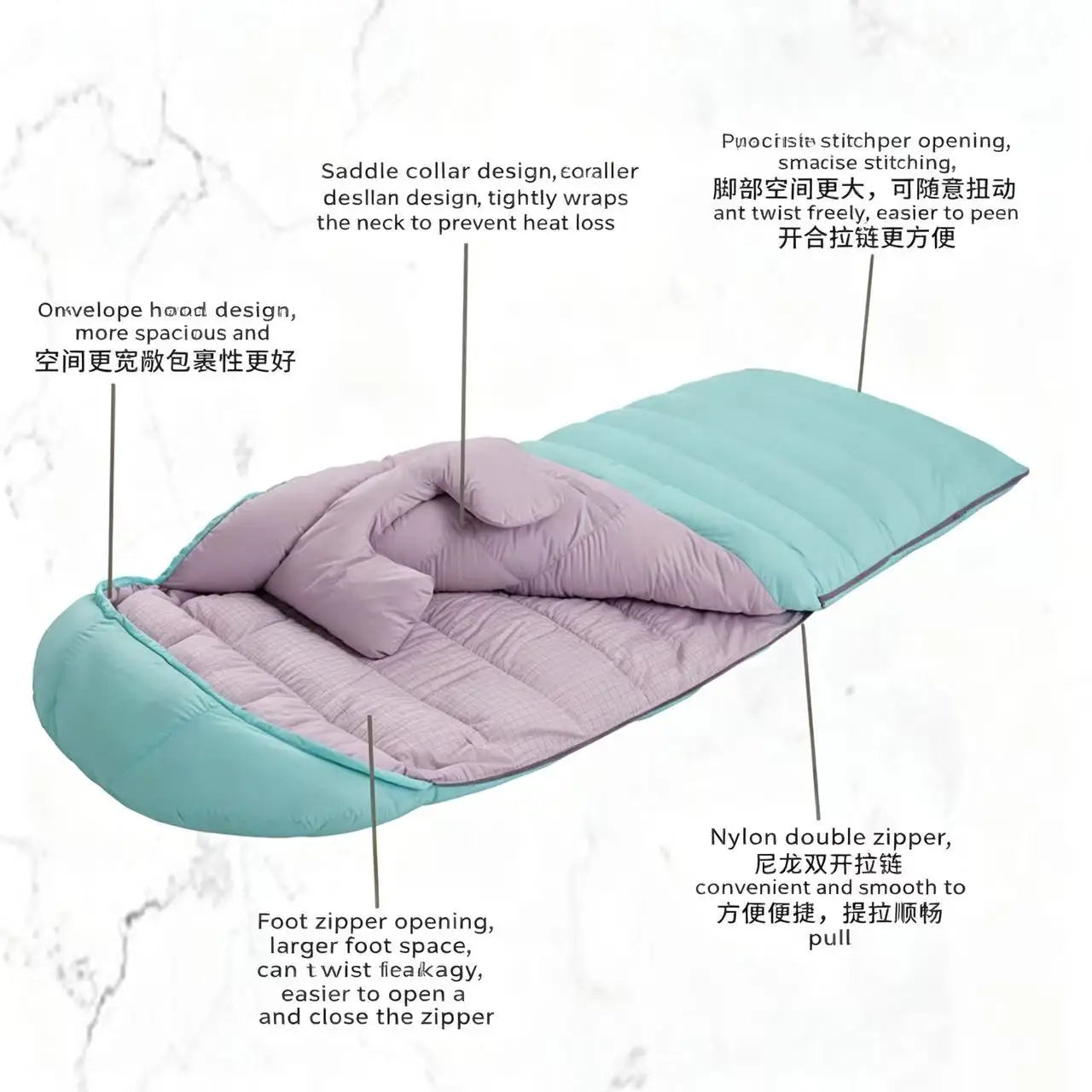 90% White Duck Down Sleeping Bag for Adults Outdoor Camping Portable Warm Winter Ultralight Goose Down Sleeping Bag Gear