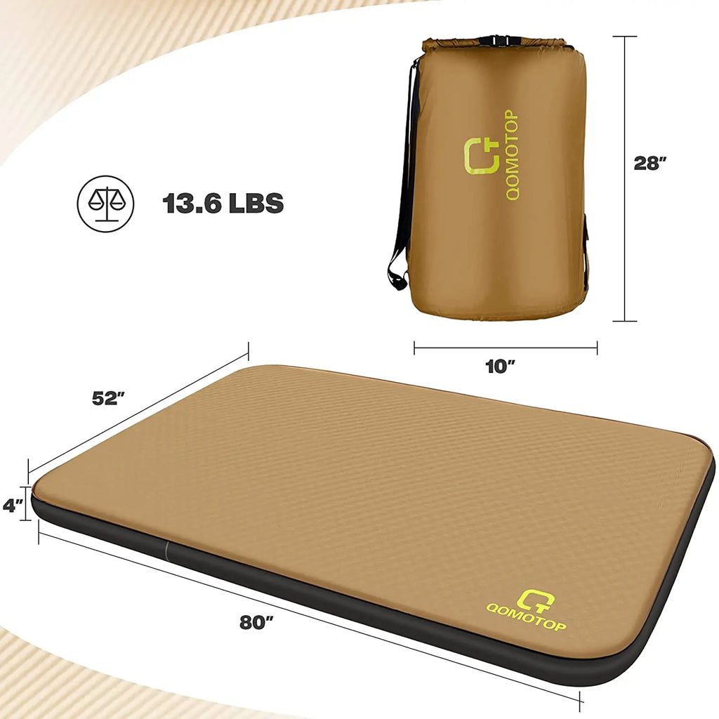 Ultra Thick 4-Inch Self-Inflating Camping Mattress Portable Inches Sleeping Pad Hiking Customizable Logo Printing Single