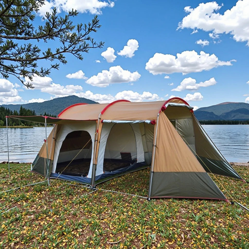 Wind Valley Best Selling Large Outdoor Camping 3-4 Person Durable Waterproof Fast Open Two Bedrooms One Living Room Tent
