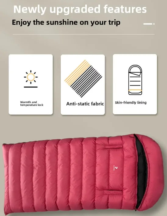 90% White Duck Nylon Mummy-style Comfortable Sleeping Bag Adults Outdoor Camping Portable Warm Winter Ultralight Cold Weather