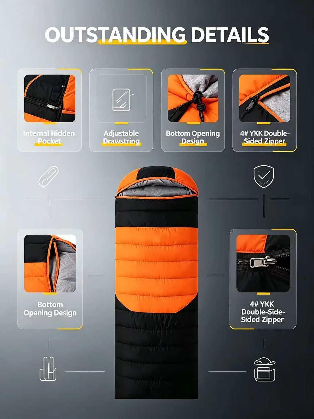 90% White Duck Mummy-style Highly Lofted Customizable Comfortable Sleeping Bag Adults Outdoor Camping Portable Warm Winter