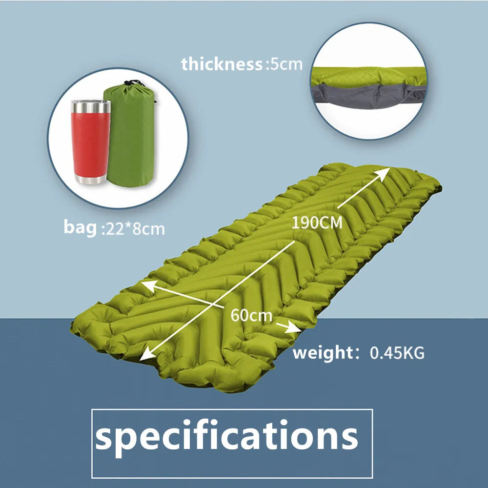 China Wholesale Self Inflating Sleeping Pad Camping Air Mattresses Summer Sleeping Mat with Built in Foot Pump