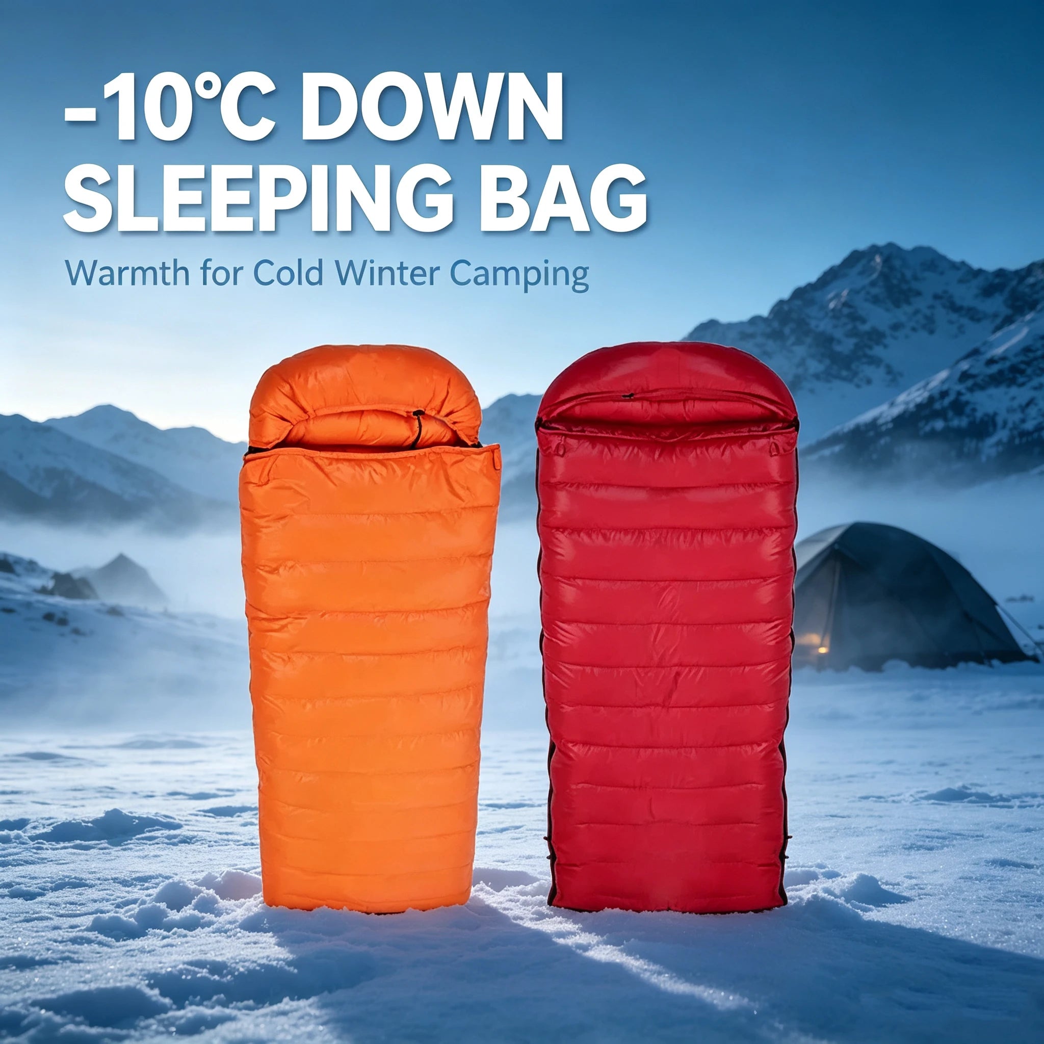 90% White Duck Down Nylon Sleeping Bag Adults Outdoor Camping Portable Warm Winter Ultralight Cold Weather