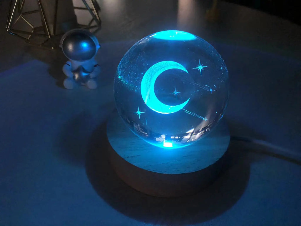 Jellyfish Dolphin Starfish Moon Planet USB Night Lamp LED 3D Art Crystal Ball Table Night Lights Decor for Children's