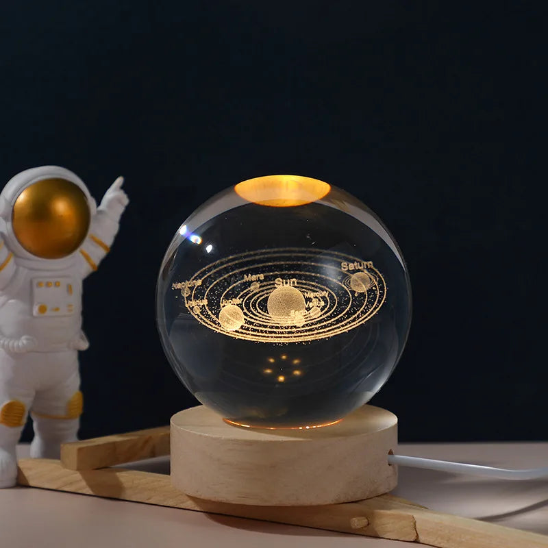 Jellyfish Dolphin Starfish Moon Planet USB Night Lamp LED 3D Art Crystal Ball Table Night Lights Decor for Children's
