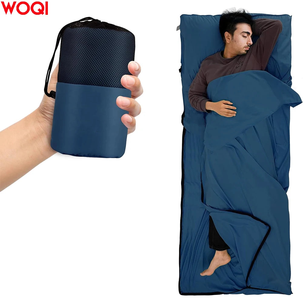 WOQI ultra Lightweight Summer Sleeping Bag with Lining for Travel Sheets and Adult Sleeping Bags Perfect for Hotel and Camping