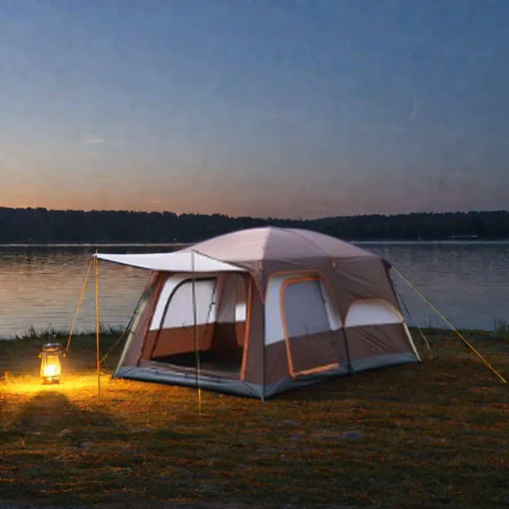 Wind Valley One Living Room 14' X 10' X 78" Waterproof Oxford Four-season Single 6 Person Camping Tent 3 Doors for Beach Outdoor