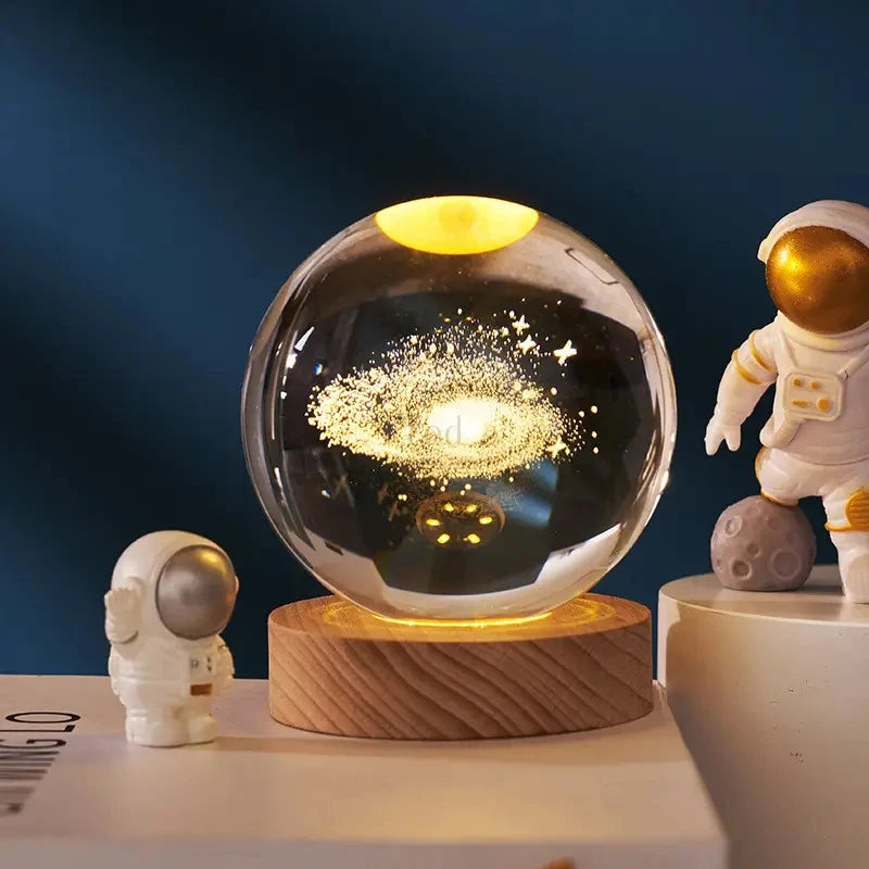 Jellyfish Dolphin Starfish Moon Planet USB Night Lamp LED 3D Art Crystal Ball Table Night Lights Decor for Children's