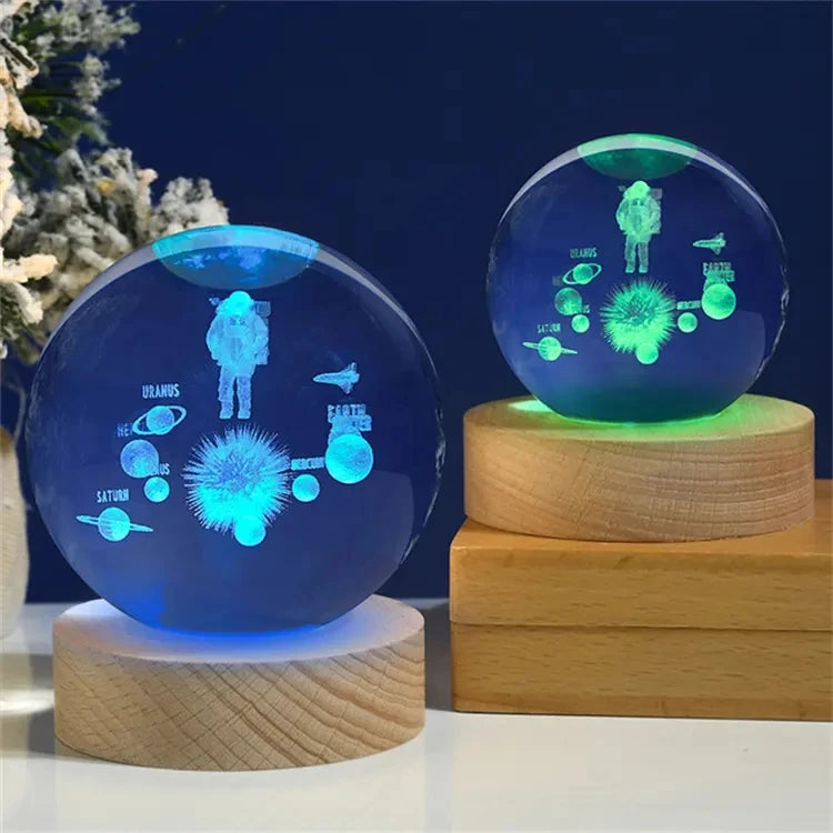 Jellyfish Dolphin Starfish Moon Planet USB Night Lamp LED 3D Art Crystal Ball Table Night Lights Decor for Children's