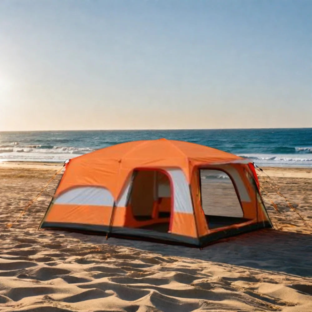 Wind Valley One Living Room 14' X 10' X 78" Waterproof Oxford Four-season Single 6 Person Camping Tent 3 Doors for Beach Outdoor