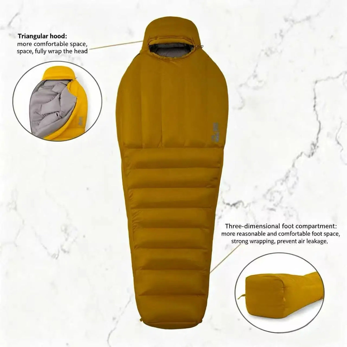 Camping Travel Adult Sleeping Bag Wholesale Envelope-Style Winter Warm-Keeping Cold-Proof Water-Resistant Portable Hand-Carry