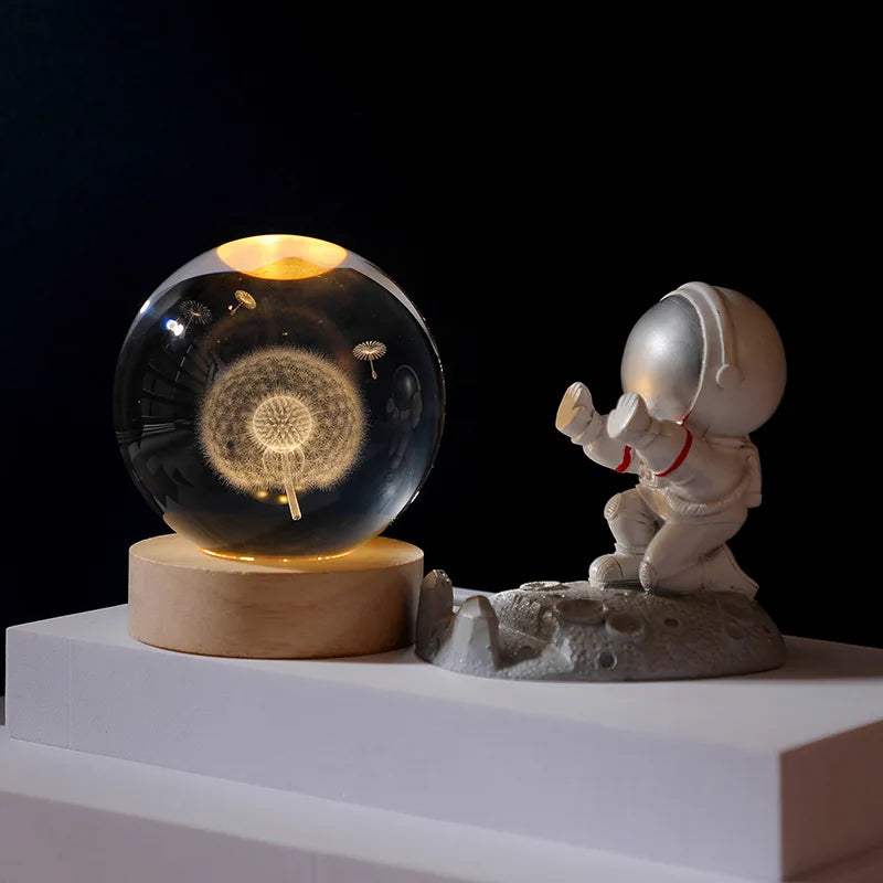 Jellyfish Dolphin Starfish Moon Planet USB Night Lamp LED 3D Art Crystal Ball Table Night Lights Decor for Children's