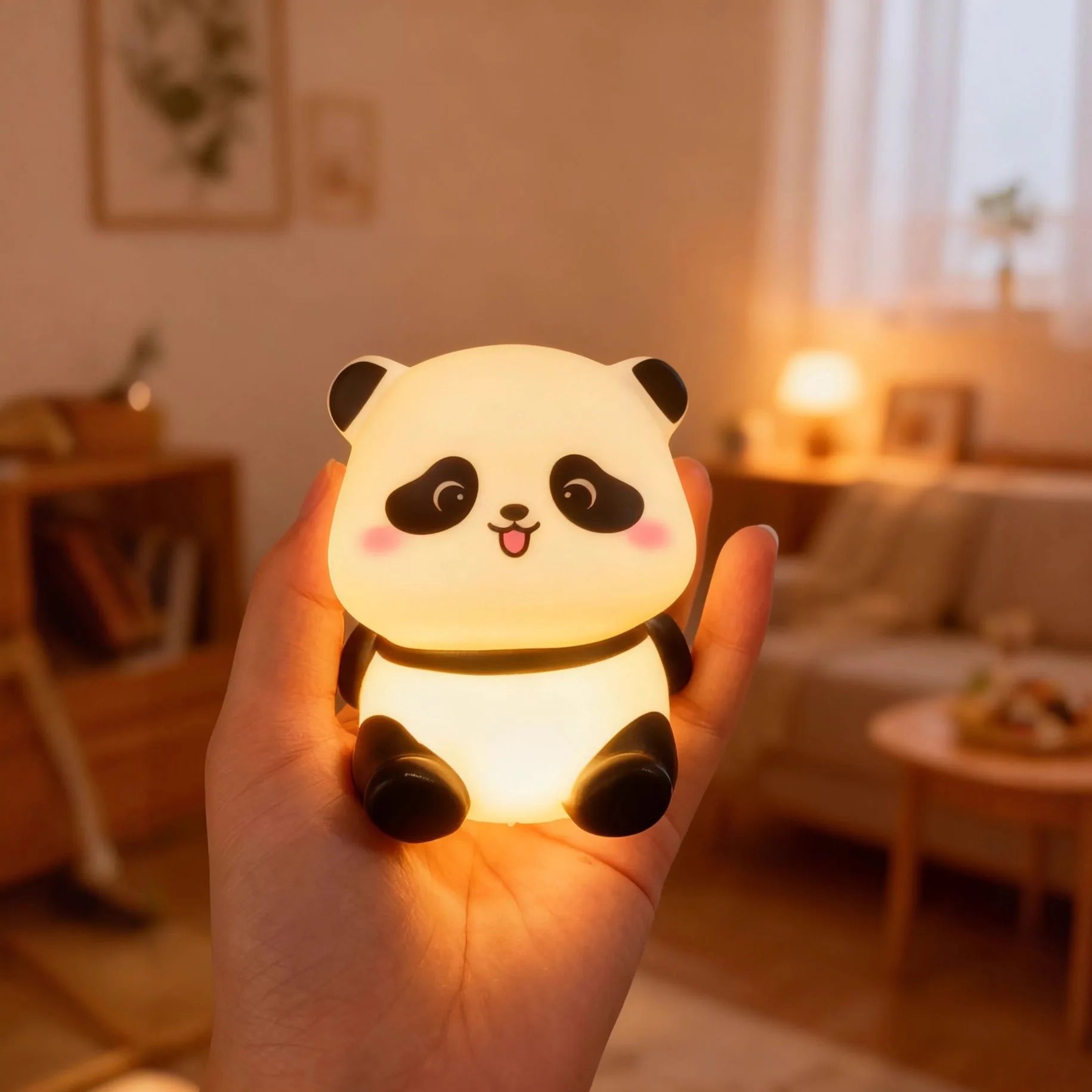 Heißes süßes Cartoon-Panda-Vinyl-Nachtlicht Kinder Heimdeko Geschenk Blind Box Tortenaufsatz Ornament Großhandel Ringwurf Cross-Border