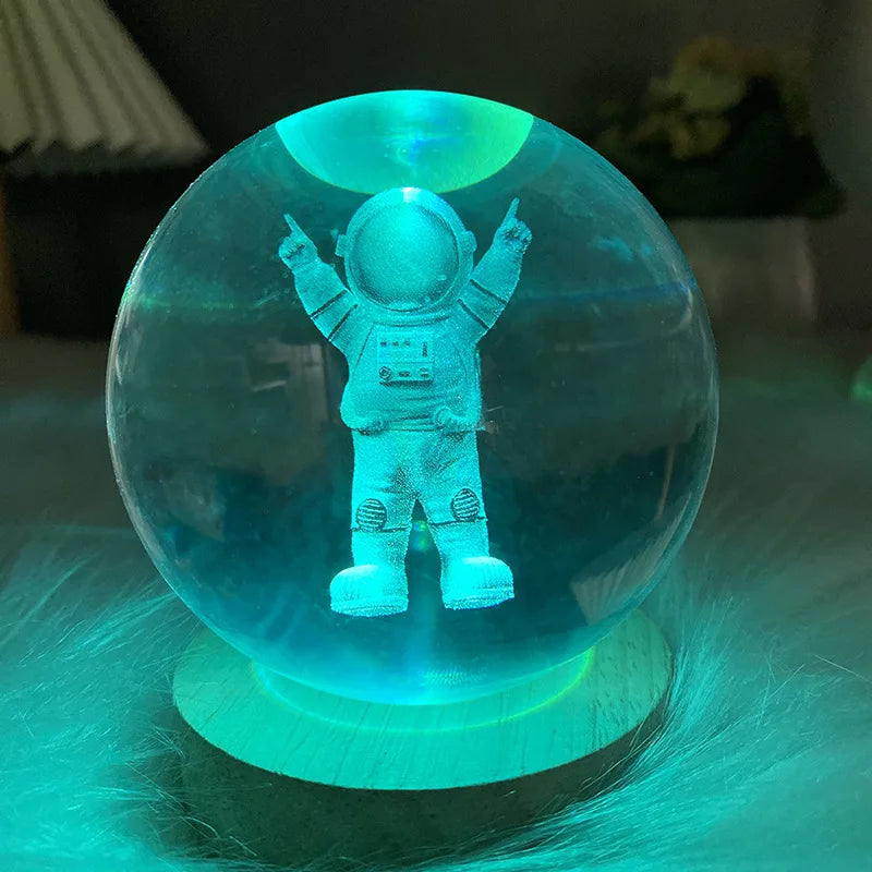 Jellyfish Dolphin Starfish Moon Planet USB Night Lamp LED 3D Art Crystal Ball Table Night Lights Decor for Children's