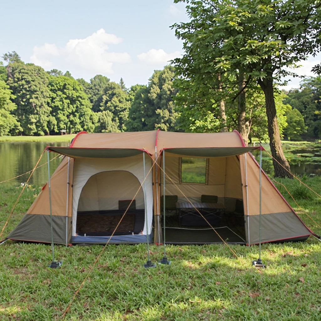 Wind Valley Best Selling Large Outdoor Camping 3-4 Person Durable Waterproof Fast Open Two Bedrooms One Living Room Tent