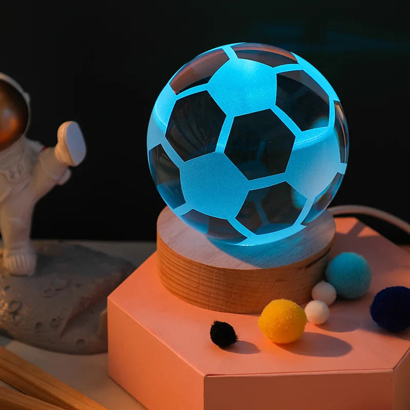 Jellyfish Dolphin Starfish Moon Planet USB Night Lamp LED 3D Art Crystal Ball Table Night Lights Decor for Children's