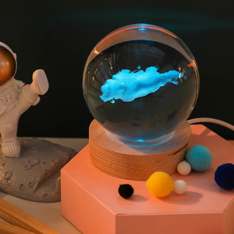 Jellyfish Dolphin Starfish Moon Planet USB Night Lamp LED 3D Art Crystal Ball Table Night Lights Decor for Children's