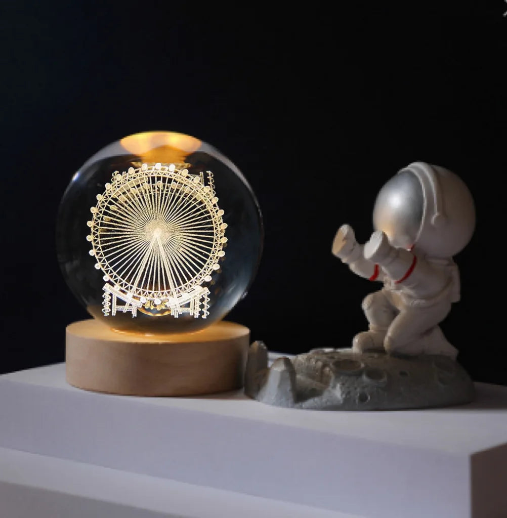 Jellyfish Dolphin Starfish Moon Planet USB Night Lamp LED 3D Art Crystal Ball Table Night Lights Decor for Children's