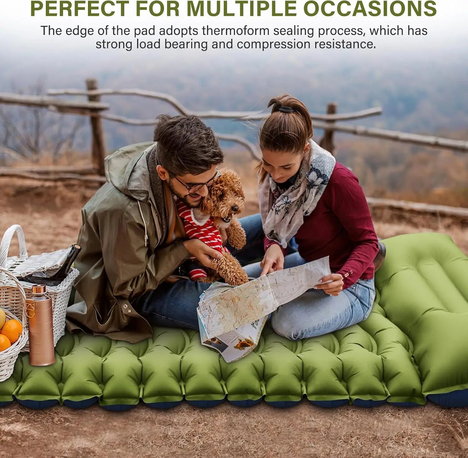 Ultralight PVC Camping Sleeping Pad & Mattress with Pillow Built-in Foot Pump Inflatable Compact Design