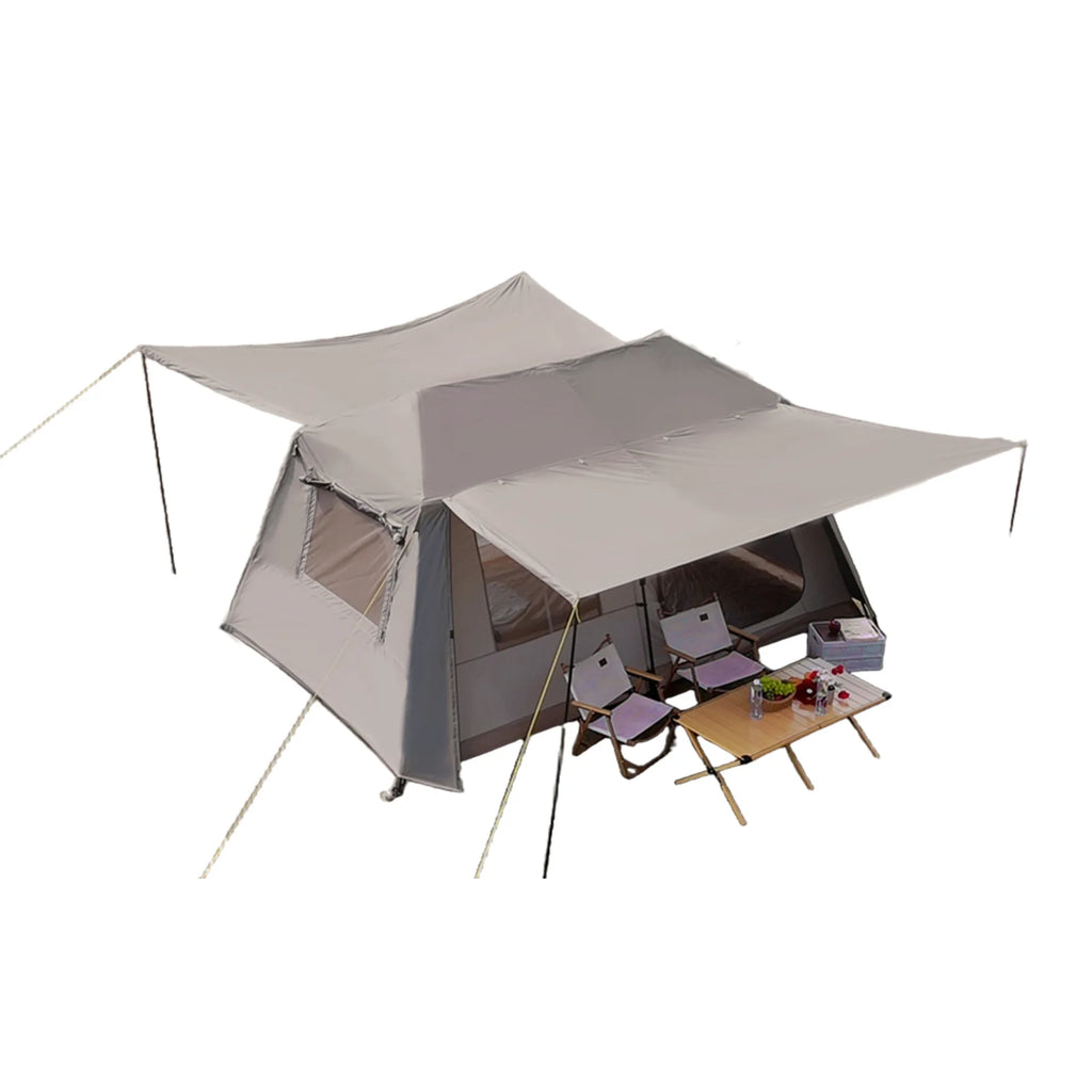 Automatic Quick Open Two-Room One-Hall Camping Tent Black Vinyl Thickened Sunproof Heavy Rainproof Foldable Outdoor Overnight