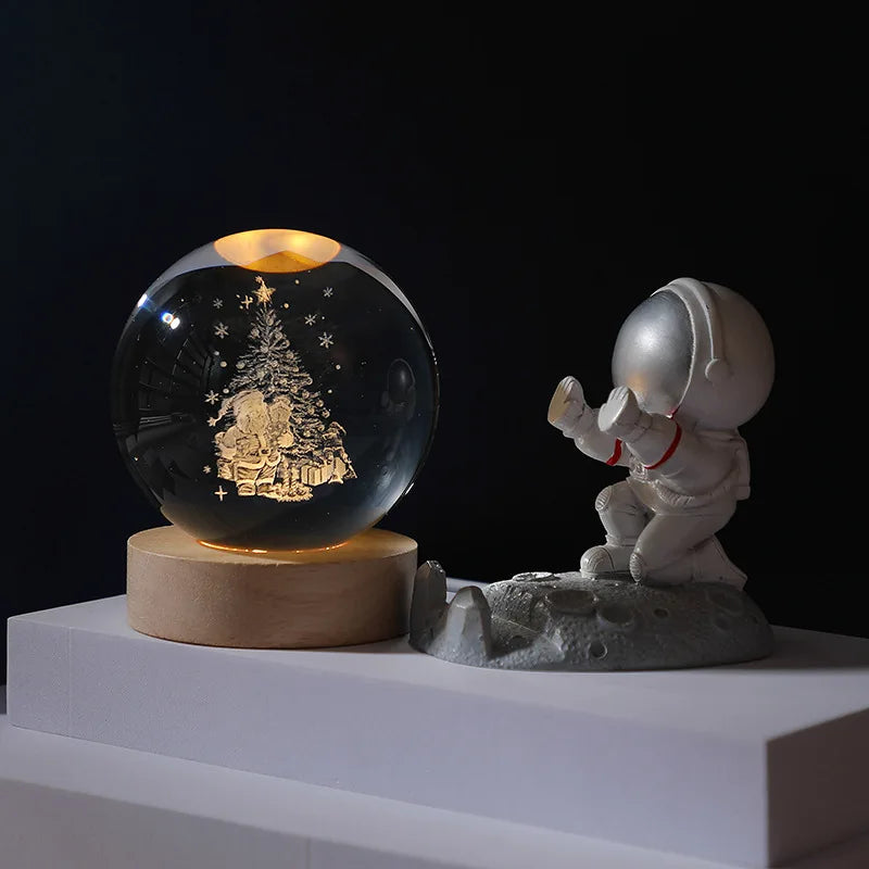 Jellyfish Dolphin Starfish Moon Planet USB Night Lamp LED 3D Art Crystal Ball Table Night Lights Decor for Children's