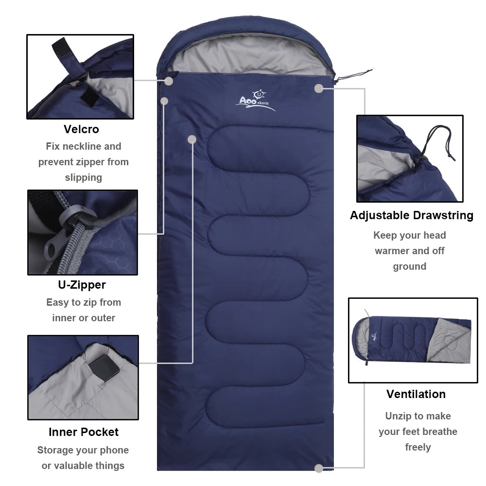 New Promotion 3 Season Weather Outdoor Wild Camping Winter Sleeping Bag Waterproof
