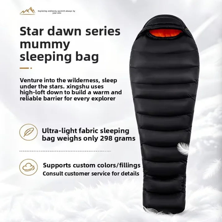 90%White Goose Down Sleeping Bag for Adults Outdoor Camping Portable Warm Winter Ultralight Goose Down Sleeping Bag Gear