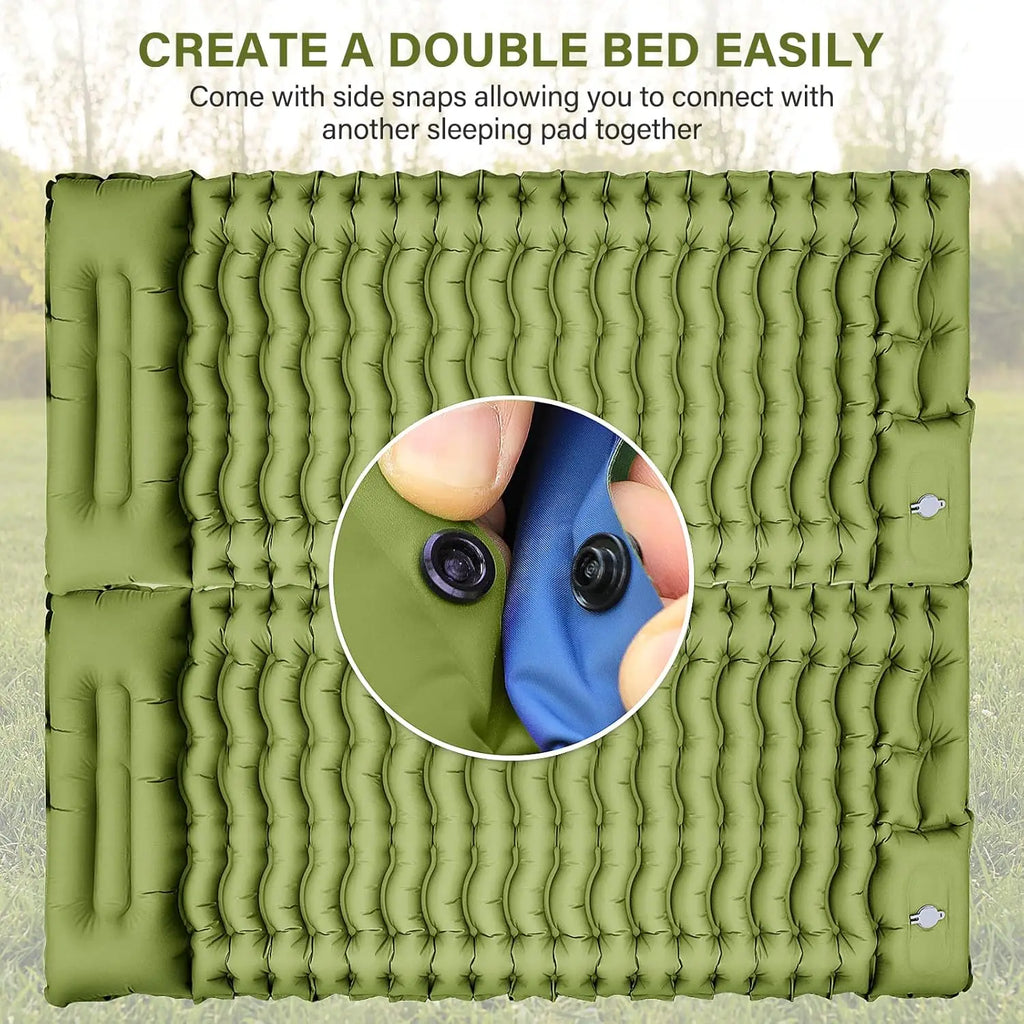 Ultralight PVC Camping Sleeping Pad & Mattress with Pillow Built-in Foot Pump Inflatable Compact Design