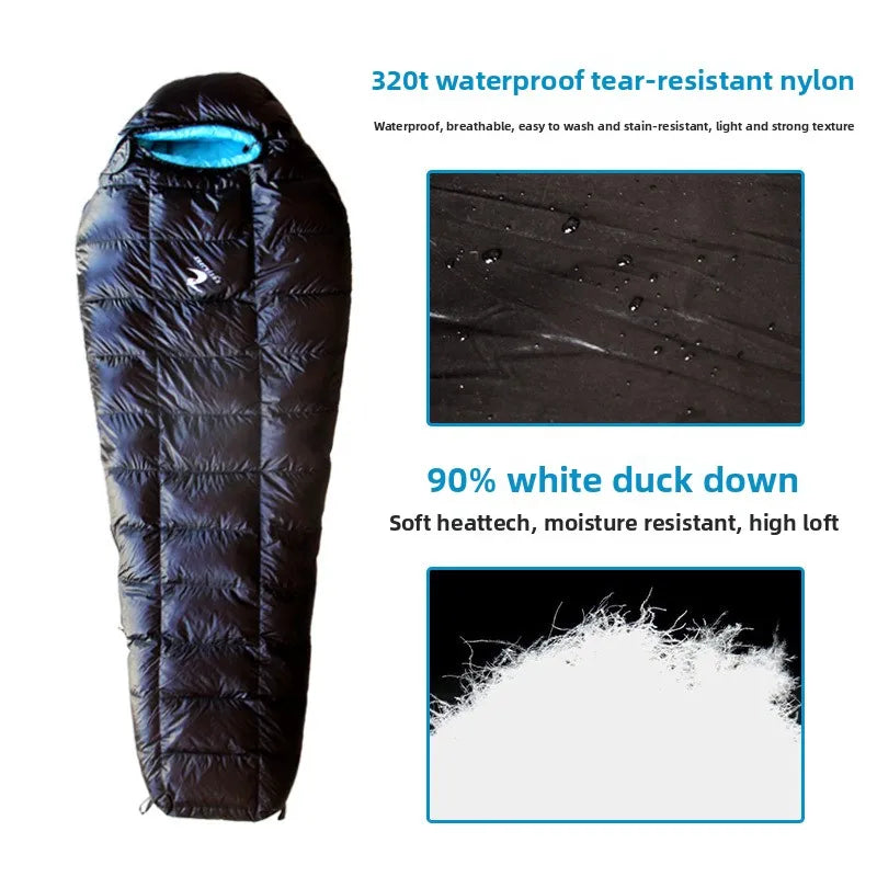 90% White Duck Down Sleeping Bag for Adults Outdoor Camping Portable Warm Winter Ultralight Goose Down Sleeping Bag Gear
