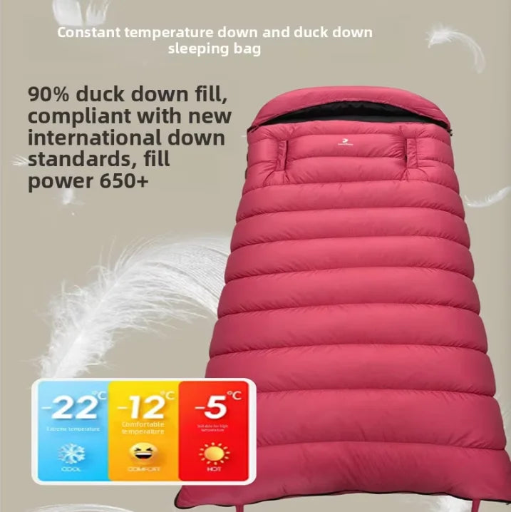 90% White Duck Nylon Mummy-style Comfortable Sleeping Bag Adults Outdoor Camping Portable Warm Winter Ultralight Cold Weather
