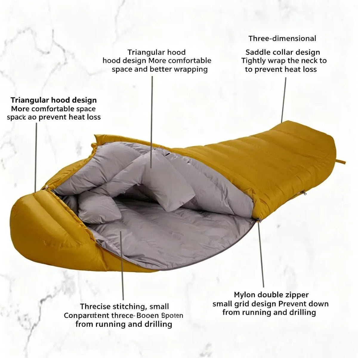 Camping Travel Adult Sleeping Bag Wholesale Envelope-Style Winter Warm-Keeping Cold-Proof Water-Resistant Portable Hand-Carry
