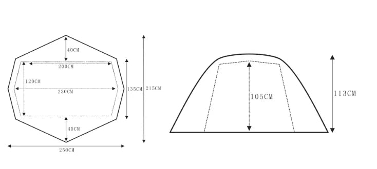 Super light, weighs 2 kilograms, 4.5 pounds Primitive DAC Aluminum Alloy Pole Double Layer One Bedroom Three Seasons Camping Tent Portable Foldable Outdoor Use