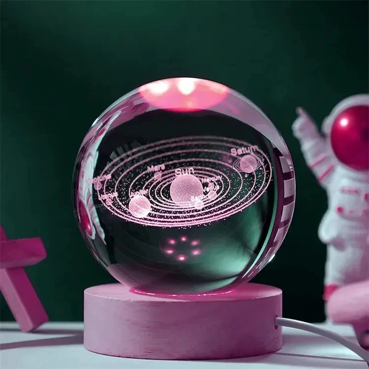 Jellyfish Dolphin Starfish Moon Planet USB Night Lamp LED 3D Art Crystal Ball Table Night Lights Decor for Children's