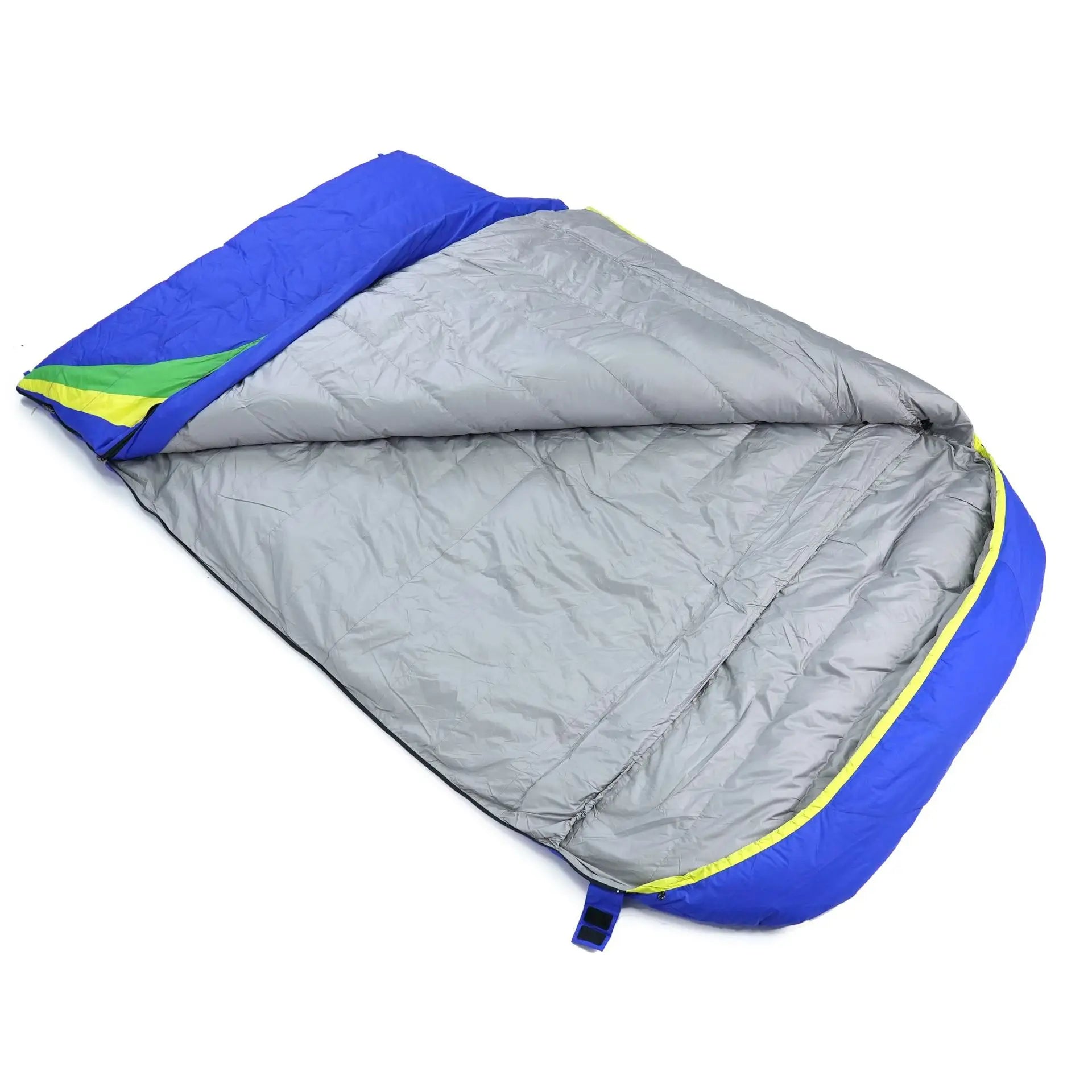 Duck Down Double Envelope-style Blue-and-color-block Sleeping Bag Outdoor Camping Adult Travel High-Loft Portable Warm