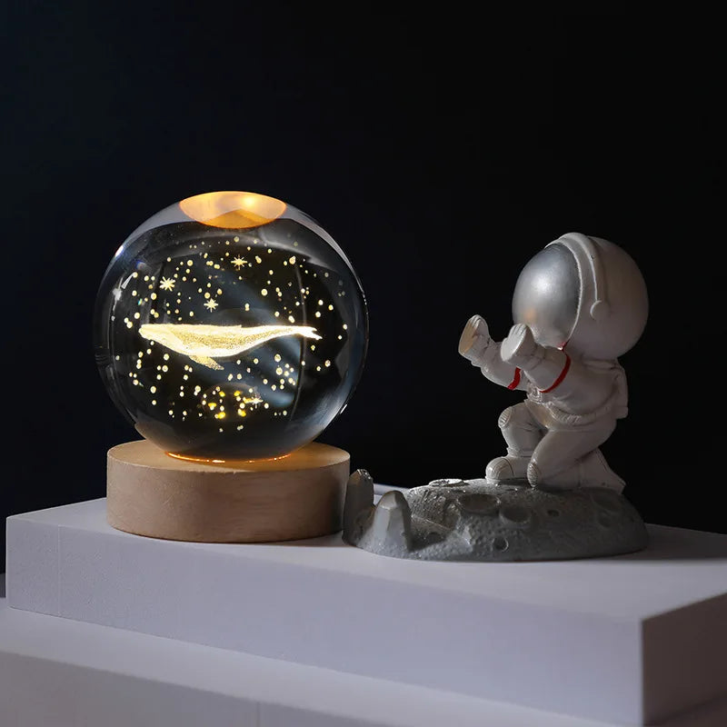 Jellyfish Dolphin Starfish Moon Planet USB Night Lamp LED 3D Art Crystal Ball Table Night Lights Decor for Children's
