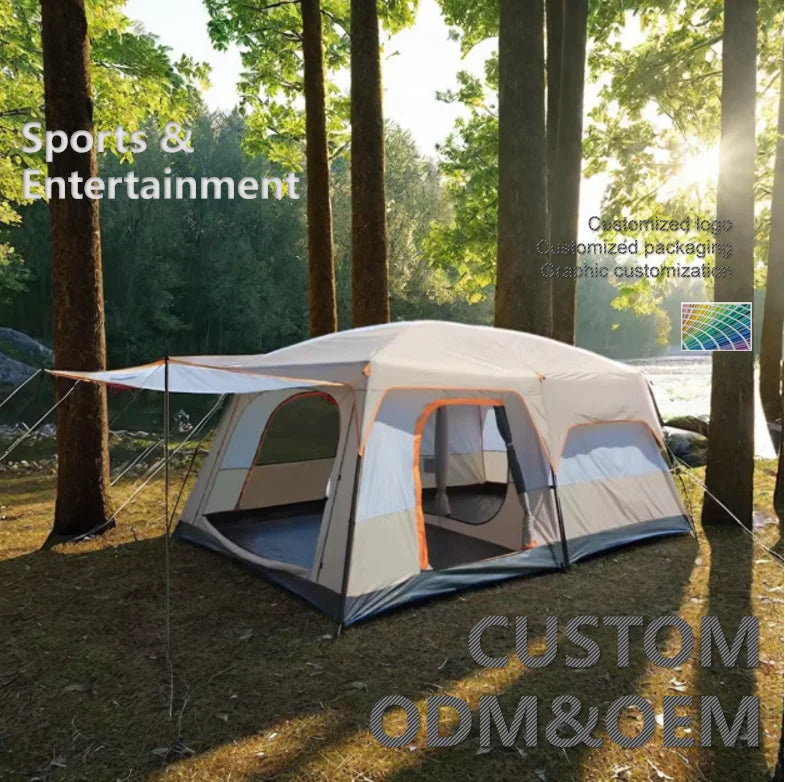 Wind Valley One Living Room 14' X 10' X 78" Waterproof Oxford Four-season Single 6 Person Camping Tent 3 Doors for Beach Outdoor