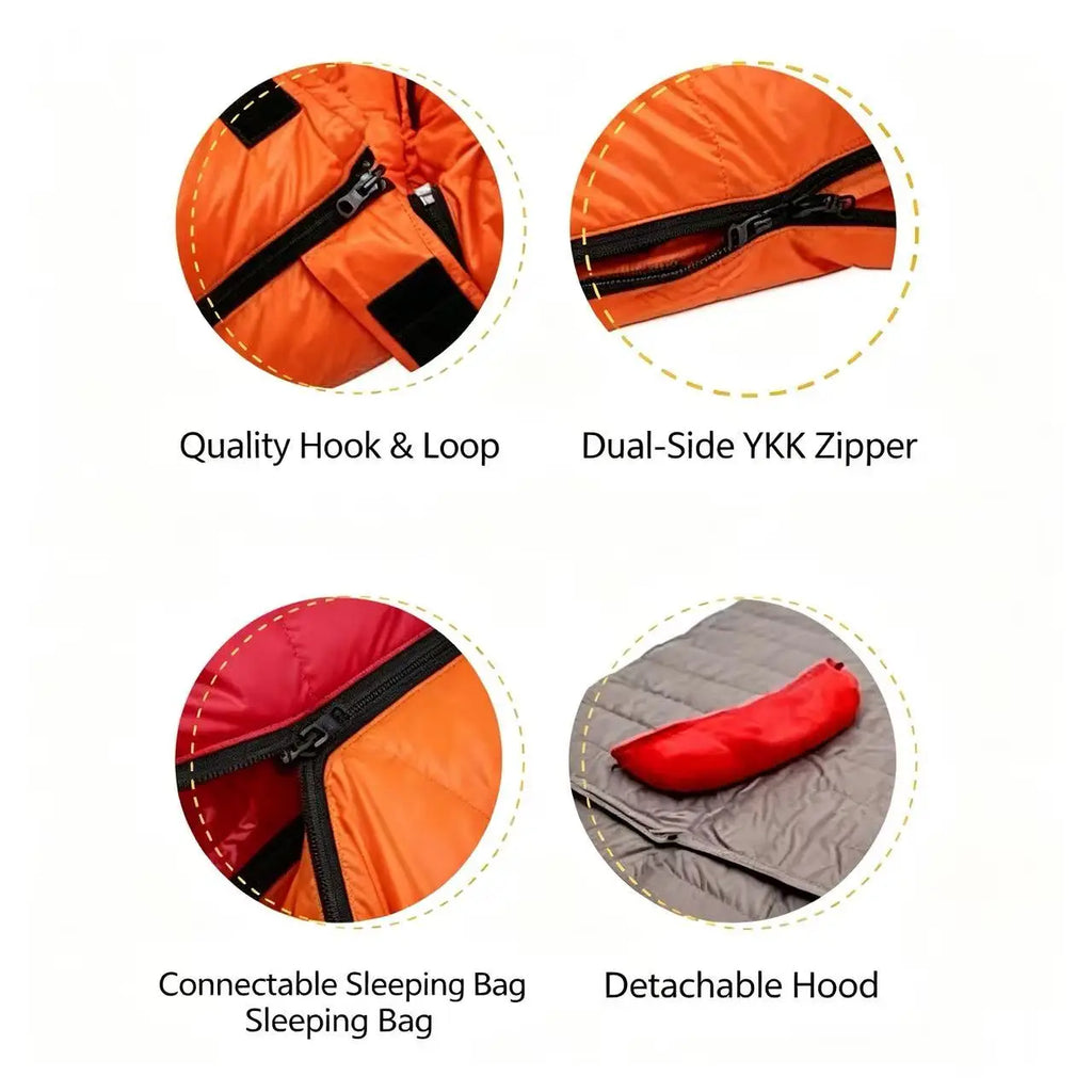 90% White Duck Down Nylon Sleeping Bag Adults Outdoor Camping Portable Warm Winter Ultralight Cold Weather
