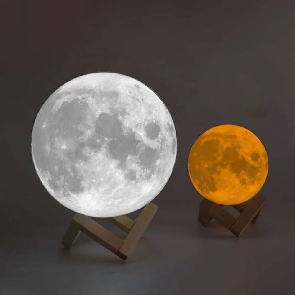 16-Color Rechargeable LED Night Light Touch Remote Control 3D Printed Moon Lamp RGB CCT for Children's Bedroom Home Decor