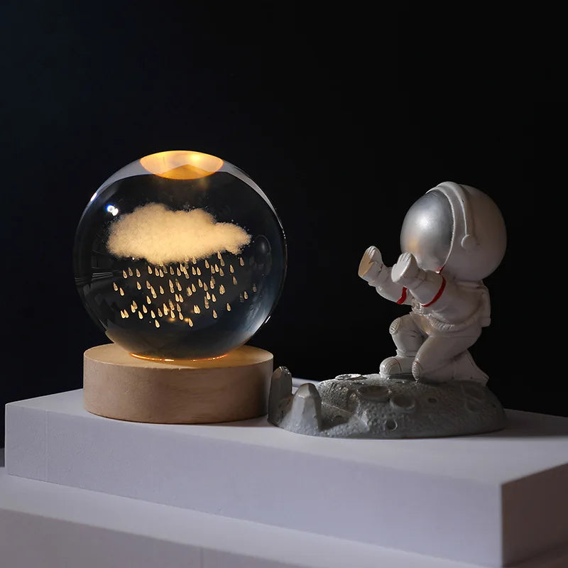 Jellyfish Dolphin Starfish Moon Planet USB Night Lamp LED 3D Art Crystal Ball Table Night Lights Decor for Children's