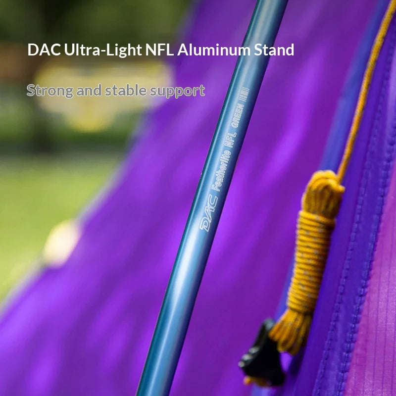 Super light, weighs 2 kilograms, 4.5 pounds Primitive DAC Aluminum Alloy Pole Double Layer One Bedroom Three Seasons Camping Tent Portable Foldable Outdoor Use