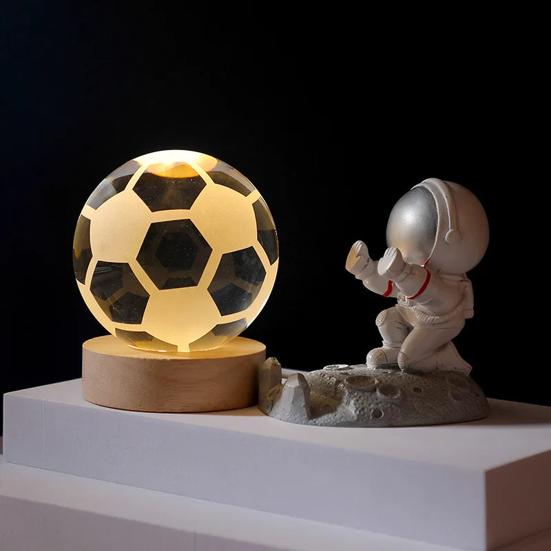Jellyfish Dolphin Starfish Moon Planet USB Night Lamp LED 3D Art Crystal Ball Table Night Lights Decor for Children's
