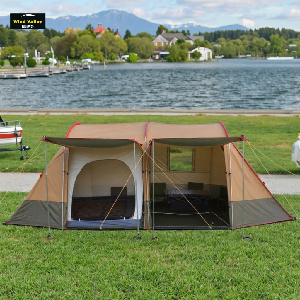 Wind Valley Best Selling Large Outdoor Camping 3-4 Person Durable Waterproof Fast Open Two Bedrooms One Living Room Tent