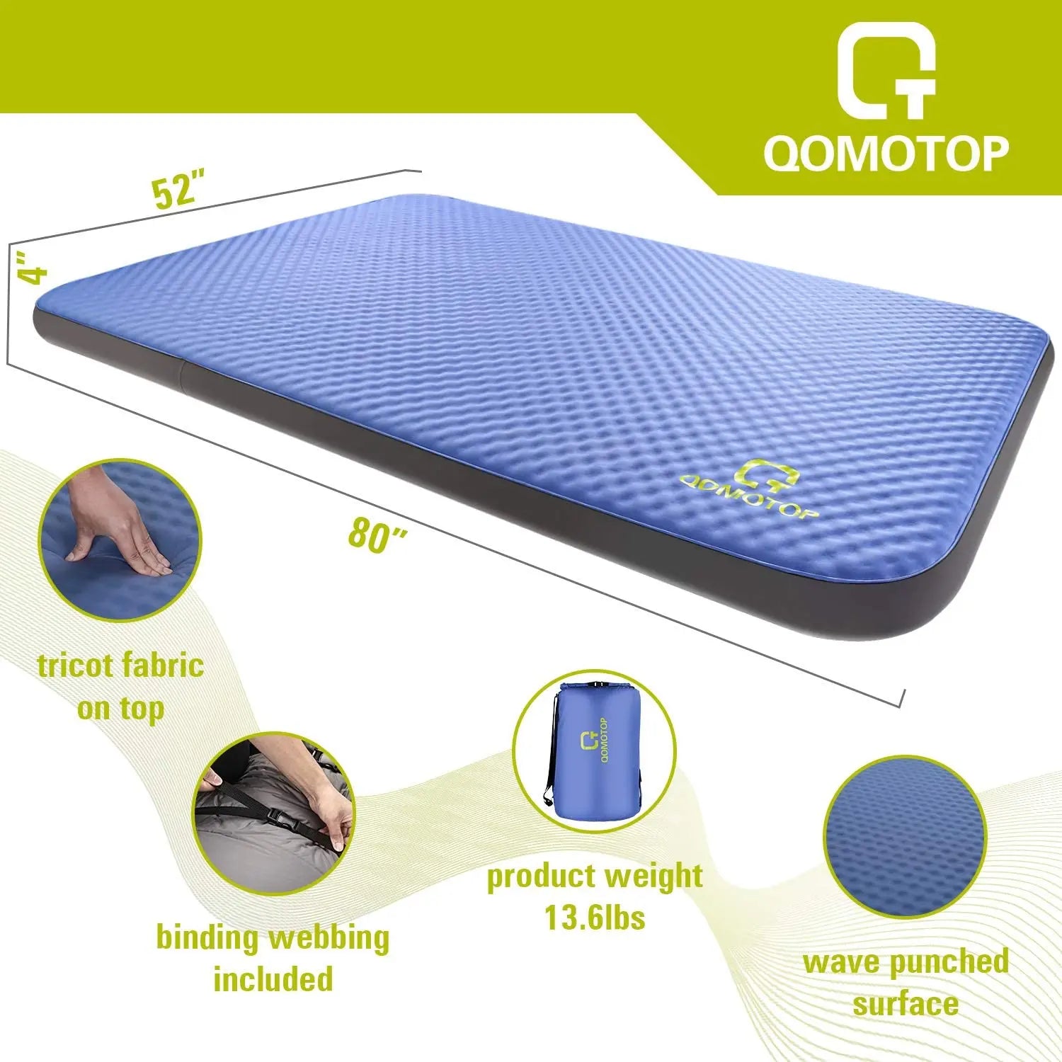 Ultra Thick 4-Inch Self-Inflating Camping Mattress Portable Inches Sleeping Pad Hiking Customizable Logo Printing Single