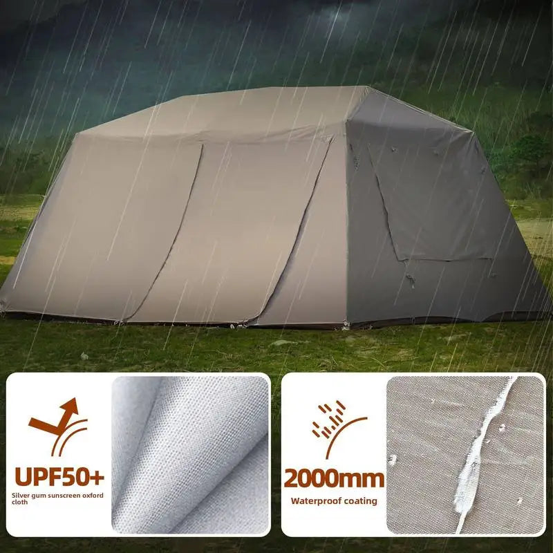 Automatic Quick Open Two-Room One-Hall Camping Tent Black Vinyl Thickened Sunproof Heavy Rainproof Foldable Outdoor Overnight
