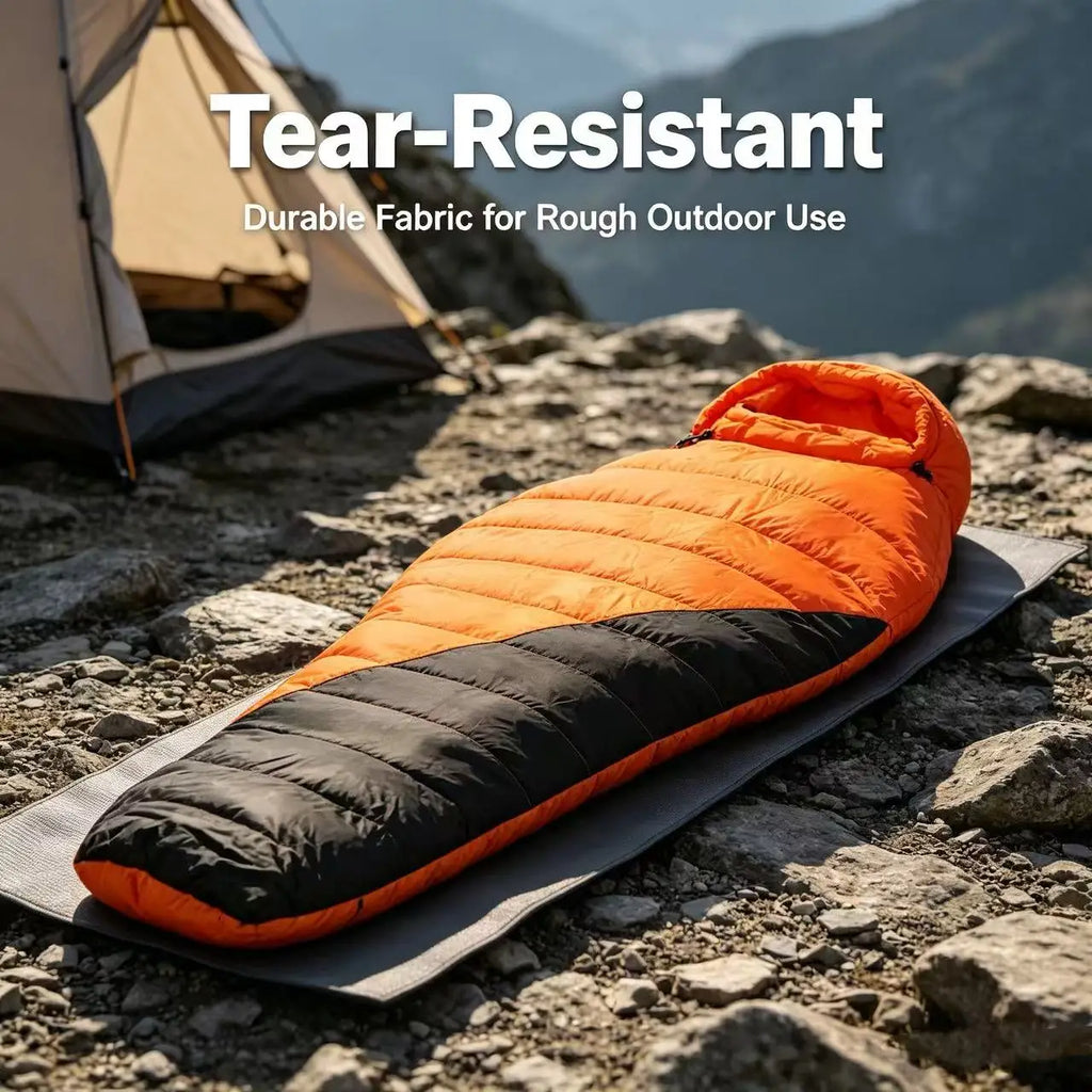 Adult Envelope-Style Winter Sleeping Bag Nylon Fabric White Duck Filling Color-Blocked Design Camping Travel Use Portable