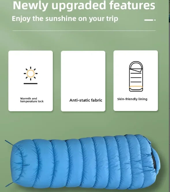 90% White Duck Nylon Mummy-style Comfortable Sleeping Bag Adults Outdoor Camping Portable Warm Winter Ultralight Cold Weather