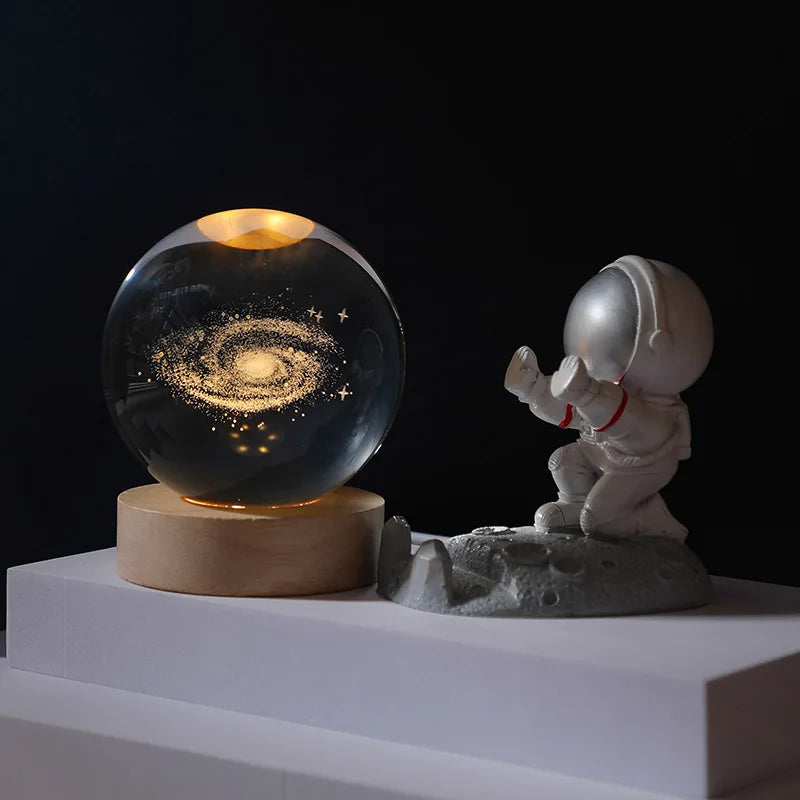 Jellyfish Dolphin Starfish Moon Planet USB Night Lamp LED 3D Art Crystal Ball Table Night Lights Decor for Children's