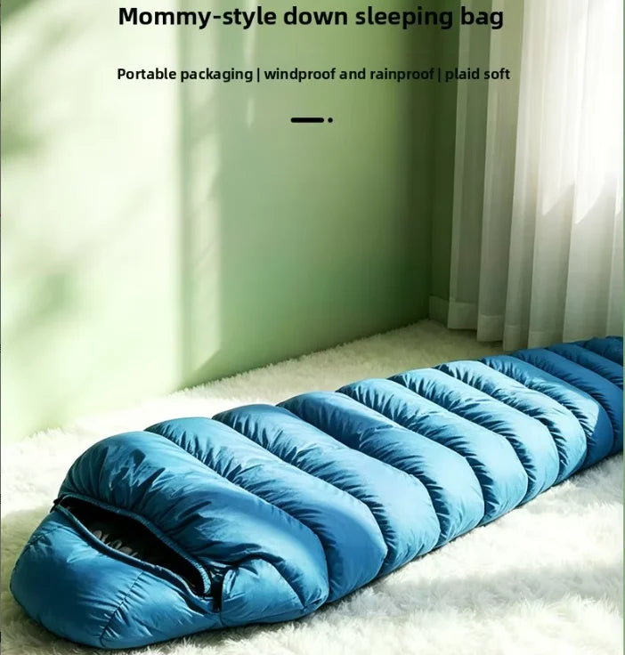 90% White Duck Nylon Mummy-style Comfortable Sleeping Bag Adults Outdoor Camping Portable Warm Winter Ultralight Cold Weather