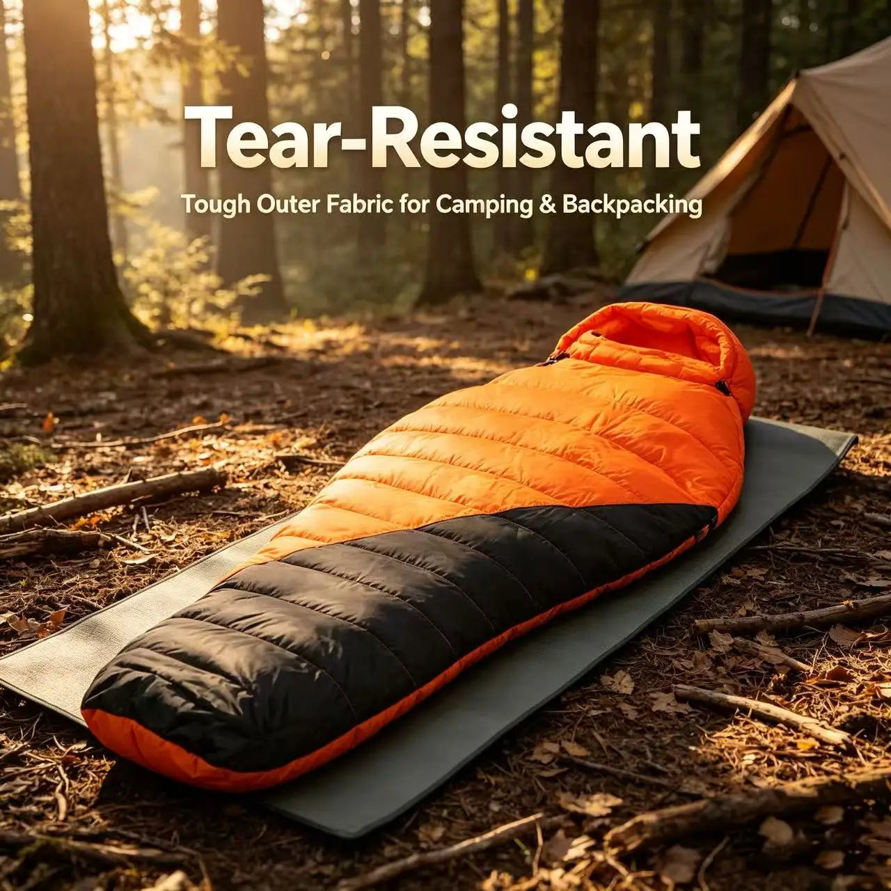 Adult Envelope-Style Winter Sleeping Bag Nylon Fabric White Duck Filling Color-Blocked Design Camping Travel Use Portable